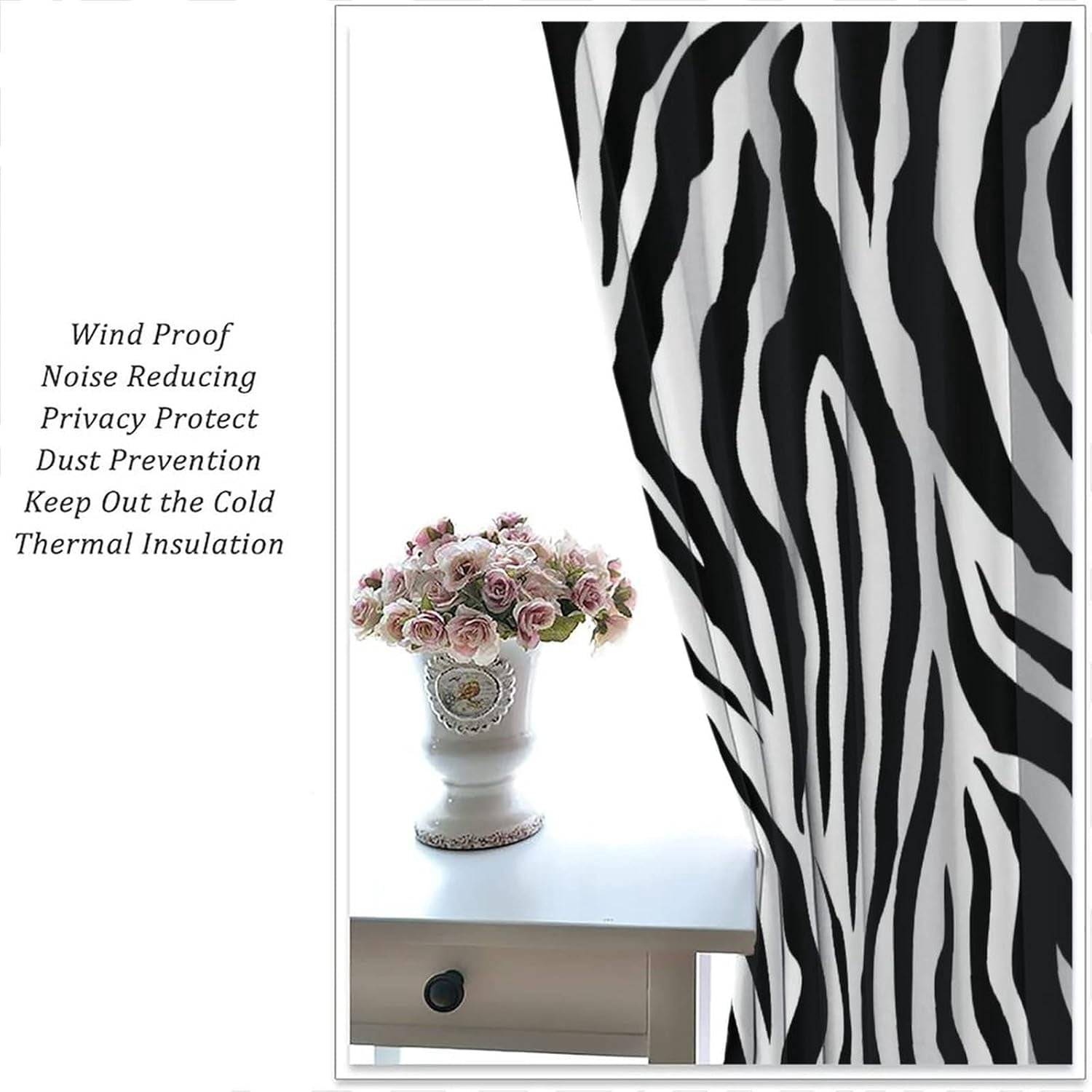 Animal Print Curtains Cow and Zebra Stripes Blackout Print Rod Pocket Window Drapes for Bedroom Living Room 52x84in