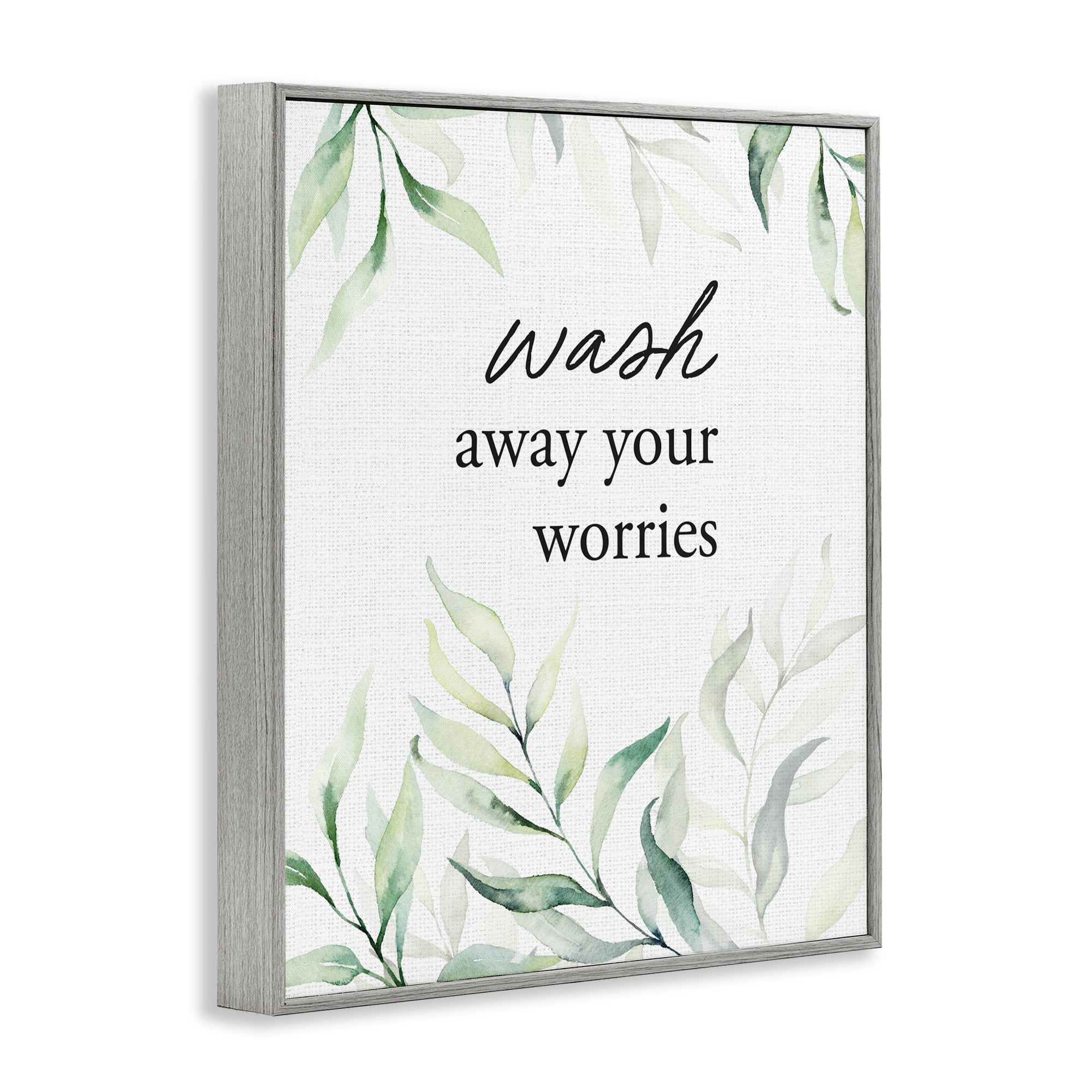 Wash Away Worries Greenery Gray Framed Giclee Art, design by Lettered and Lined