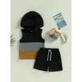 thumbnail image 2 of Wassery 2Pcs Toddler Boys Shorts Set Patch Color Sleeveless Hooded Vest Tops+Casual Solid Color Shorts Set Summer Clothes 0-5T, 2 of 9