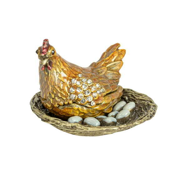 Creative Co-Op Jeweled Hen Trinket Box, Multicolor