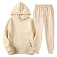 thumbnail image 5 of Casual Summer Outfits 2 Piece Matching Clothing Set Women's Solid Color Casual Sweatshirt Set Khaki L, 5 of 7