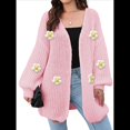 thumbnail image 1 of Suéteres Femeninos con Cuello en V, Larga, Estampado Floral, de Punto Abierto, Sin Botones, de Moda, para Exteriores. Rosa Talla Única, 1 of 8