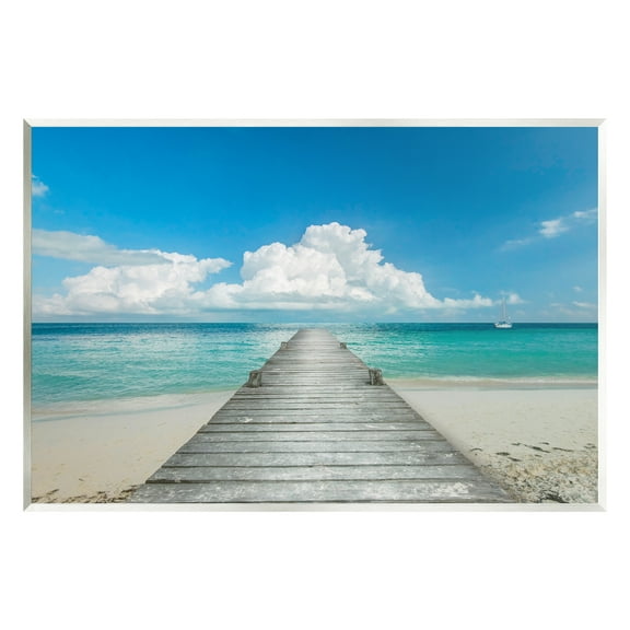 Stupell Industries Clear Blue Beach Sky Nature Photography Unframed Art Print Wall Art, 15 x 10