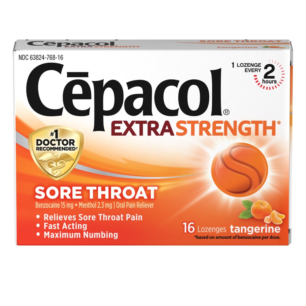 Cepacol Extra Strength Sore Throat & Cough Drop Lozenges, Tangerine