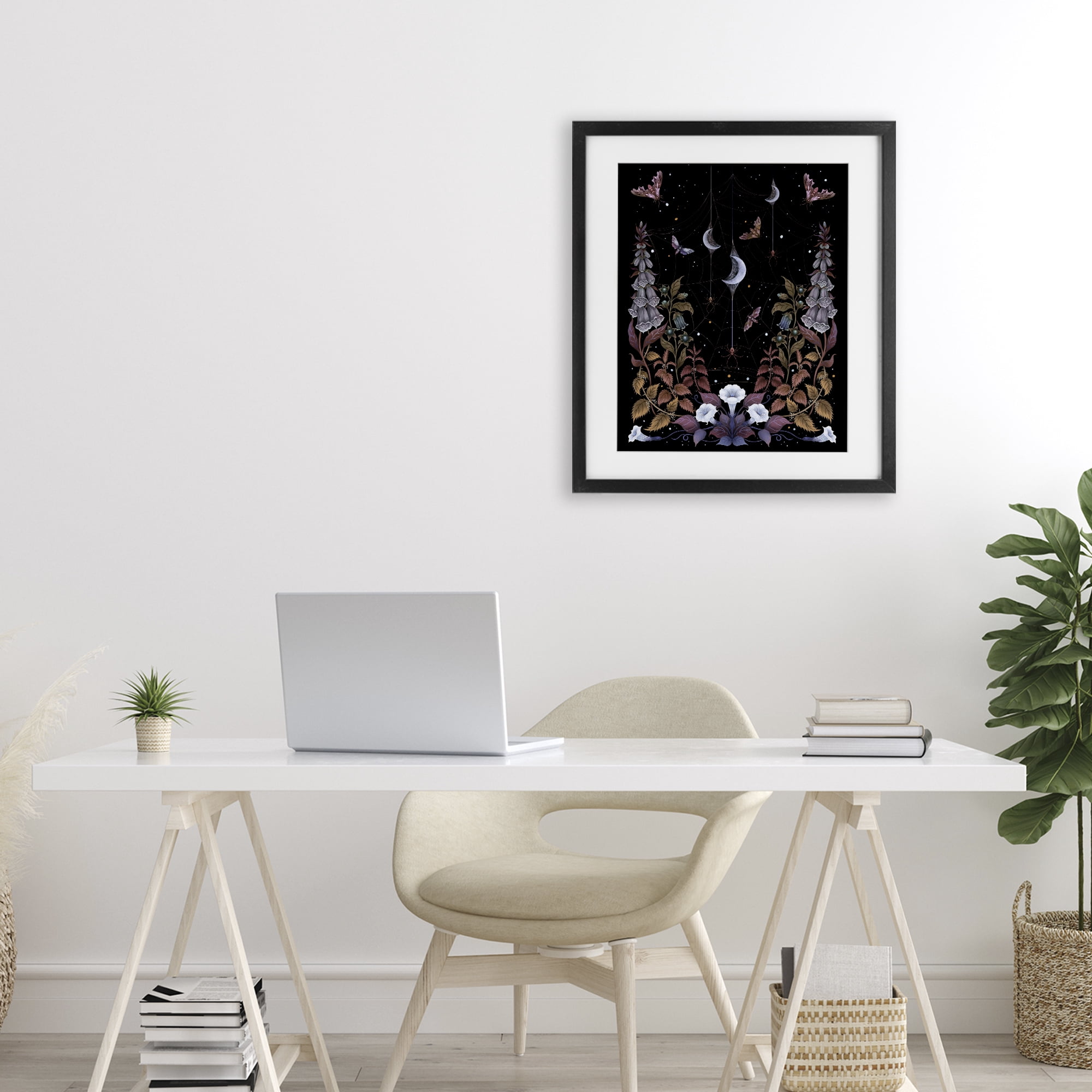 Stupell Industries Witch Garden with Spider Webs Black Framed Print Under Glass, design by Episodic Drawings