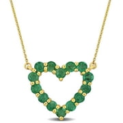 Everly Women's 3/4 Carat T.G.W. Emerald 10kt Yellow Gold Heart Pendant with Chain