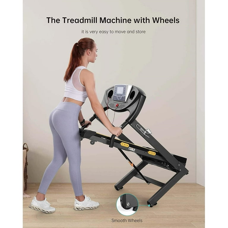 Treadmill with Incline Folding with 12 Level Automatic Incline 2.5hp Power 8.5mhp Speed Running Machine 15 Preset Training Program Electric Treadmill