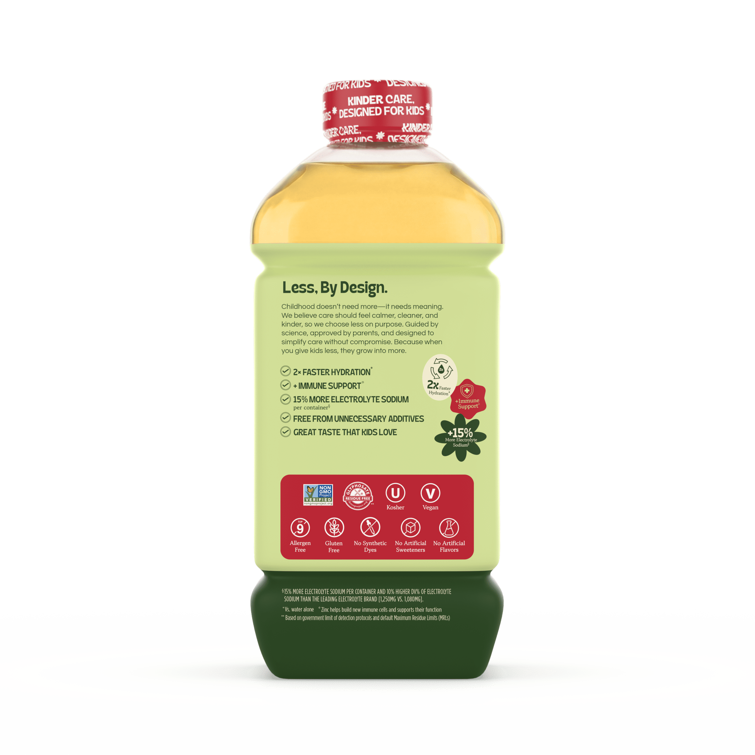 (2 pack) KinderFarms Electrolyte Solution for Kids, Apple, 1 liter