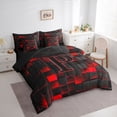 thumbnail image 2 of Erosebridal Teens Black Red Geometric Grid Twin Bedding Sets 7-Piece,P Personalized Initial Bedding Comforter Set For Boys Girls,Black Reversible, 2 of 6