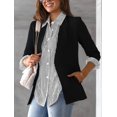 thumbnail image 3 of Camisa AISEW para mujer, manga larga, a rayas, con botones, color negro, 3 of 5