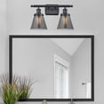 thumbnail image 3 of 916-2W-BK-G63 Innovations Lighting Cone - 2 Light Bath Vanity In Industrial Style-11 Inches Tall and 16 Inches Wide-Matte Black Finish-Light Smoke, 3 of 3