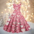 thumbnail image 2 of LWavelet 2026 Valentine's Romantic Heart Dress Women, Off-shoulder Print Wrap Flowy Sundresses Casual Trendy Pink L, 2 of 4