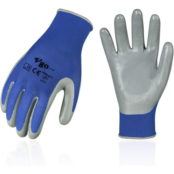 Vgo 10 Pairs Nitrile Coating Gardening and Work Gloves(Size S,Blue,NT2110)