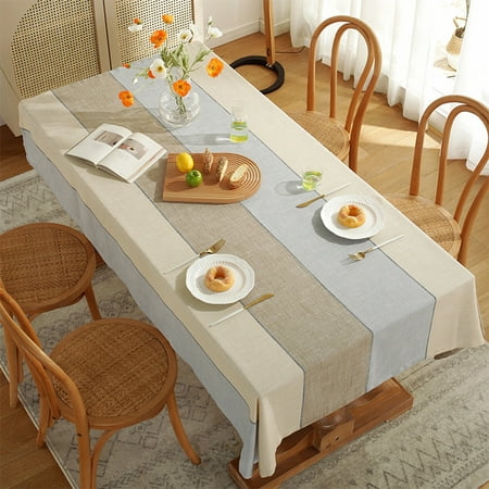 

Voguele Tablecloth Washable Table Cloths Home Decor Luxury Tablecloths Covers Cotton Linen Waterproof Decorative Spliced Beige 140*140cm