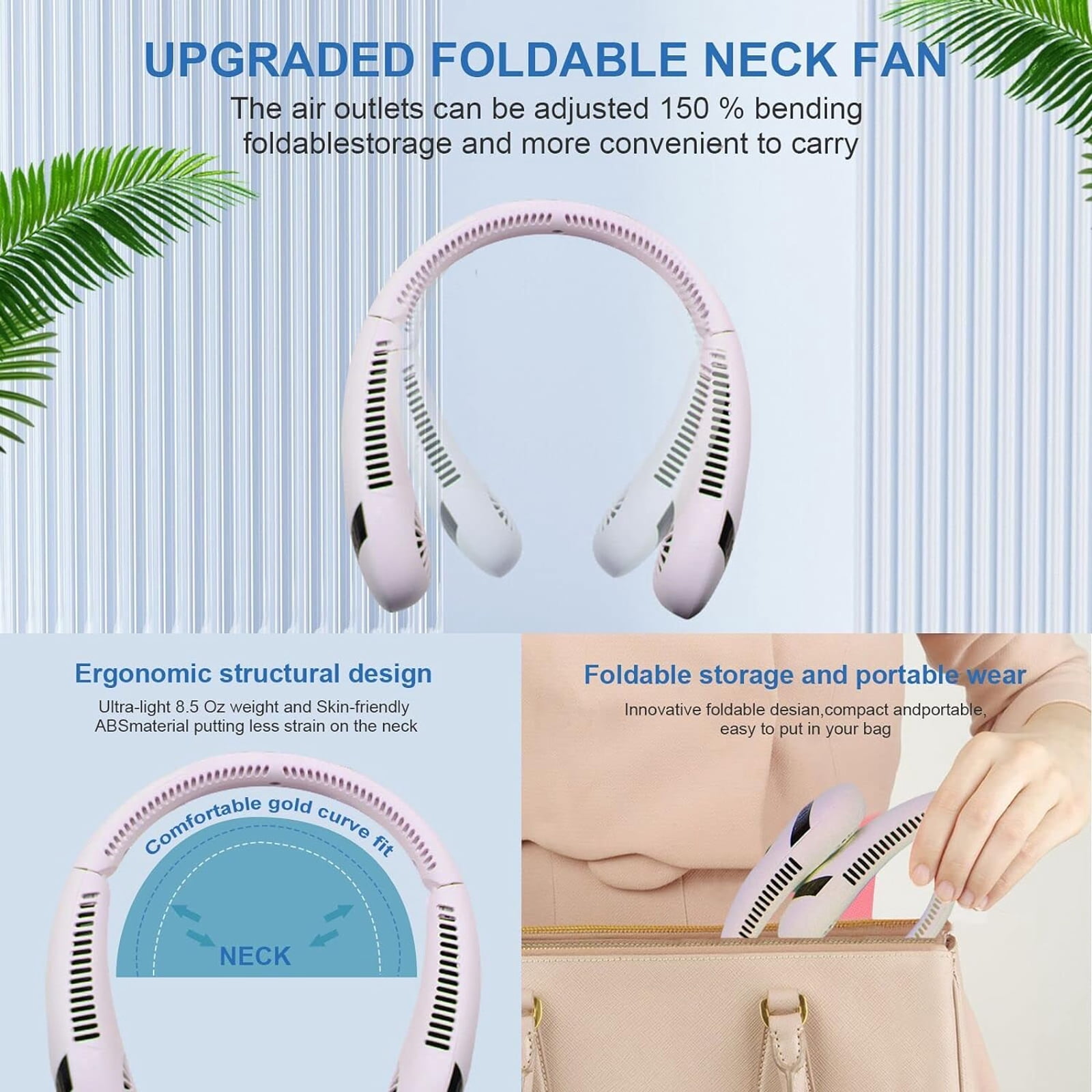 MQ 3-Speed Rechargeable Bladeless Electric Neck Fan