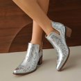 thumbnail image 4 of SACFOF Women's Cowboy Boots Cowgirl Ankle Pointed Toe Chunky Heel Cutout, 4 of 6