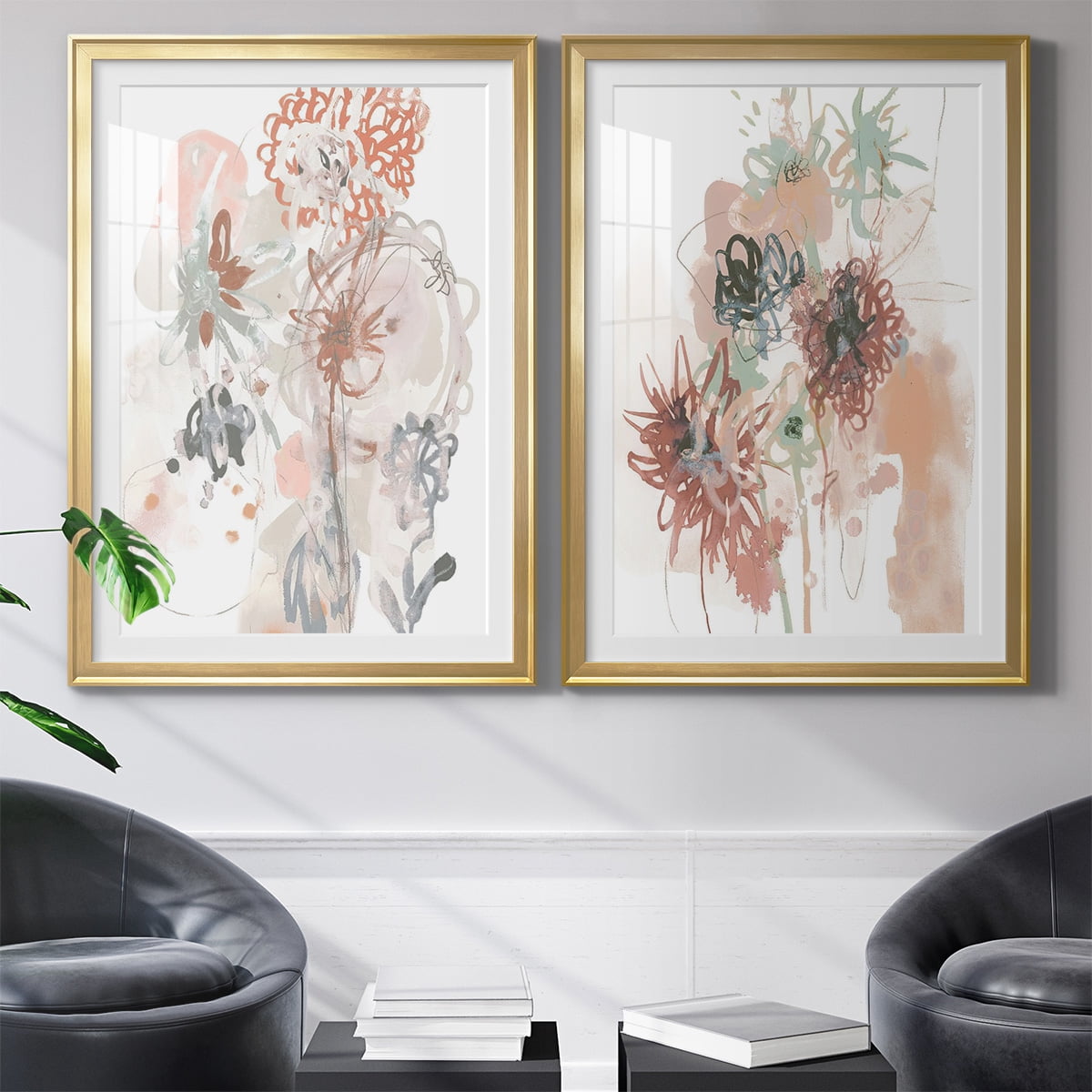 Wexford Home Petal Drift III Premium Framed Print, 18.5" x 24.5" - Ready to Hang, Gold (Set of 2)