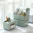 thumbnail image 5 of EDOEMSE Modern Makeup Storage, Waterproof and Dustproof Makeup Organizer and Storage Cosmetics Organizer Box for Countertop with Lid & Drawers, Green, 5 of 6