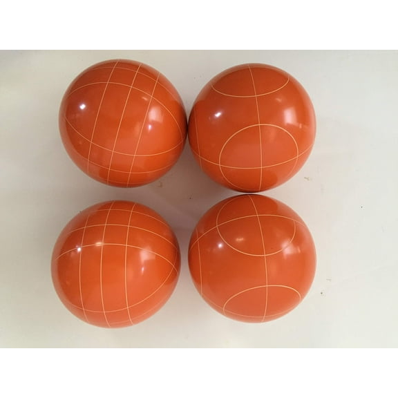 Pack of 4-107mm Bocce Balls (6 of 8) - Orange with 2 Different Scoring Patterns