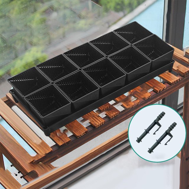 Macetas y bandeja Maceta de plántulas suculentas con orificio de drenaje Macetas de cactus Macetas de bonsái Cajas de ventana cuadradas para alféizar 10 macetas negras DYNWAVEMX macetas suculentas