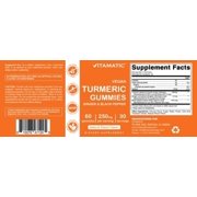 (3 pack) Vitamatic Turmeric Gummies with Ginger & Black Pepper Extract - 95% Curcuminoids - 60 Vegan Gummies