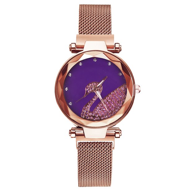 Conjunto de dos piezas de relojes para mujer, reloj de mujer con imán de drenaje para microempresas, conjunto de relojes con imán