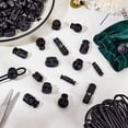 thumbnail image 5 of 1box 140pcs 7 styles Plastic Spring Cord Locks with 20M Polyester Elastic Cords Black 3~27x3~23.5x3~18mm Hole: 4~6x4~6.5mm, 5 of 6