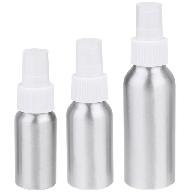 BRIGHTFUFU 10Pc 30ML 50ML 100ML Botella de perfume de aluminio Boquilla de pulverización Botella Botella desinfectante de manos Botella de viaje Botella de líquido recargable de aluminio (Blanco)