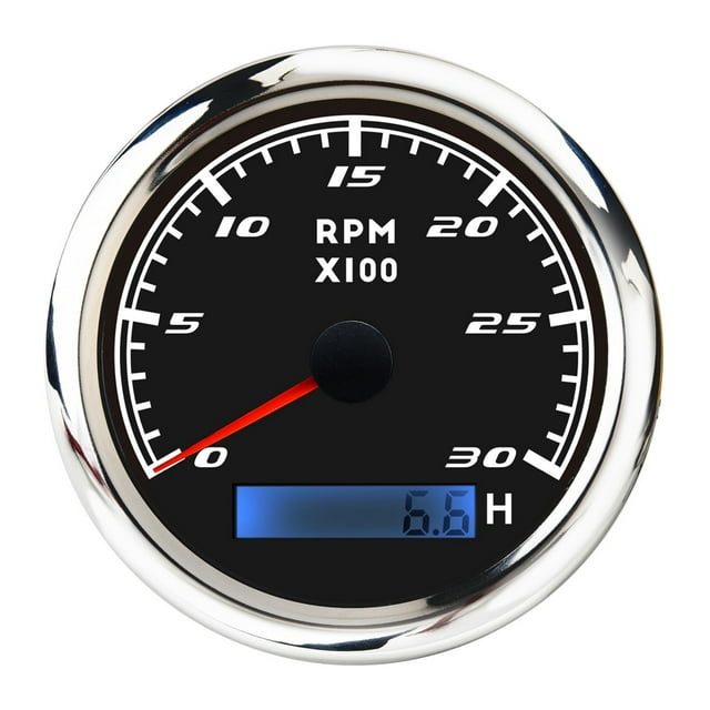 85mm Car Boat Tachometer Gauge With LCD Hour Meter 0-3000 4000 6000 RPM Tach Sensor Marine Tachometers Red Backlight 12V/24V ,Wide Applicability