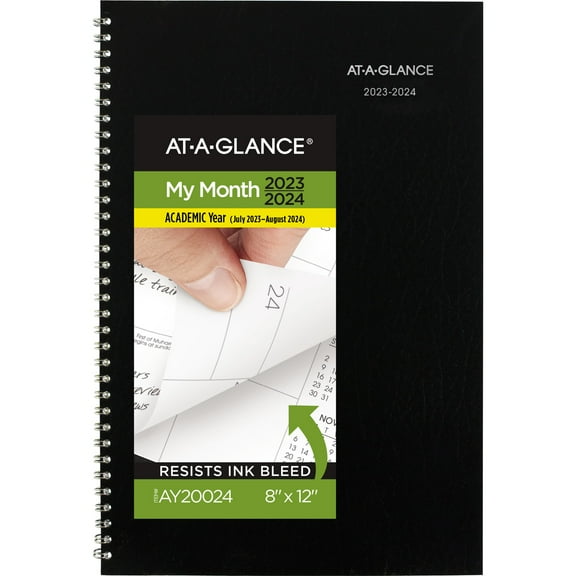 AT-A-GLANCE DayMinder Academic 2023-2024 Monthly Planner Black Large 8 x 12 -