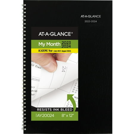 AT-A-GLANCE DayMinder Academic 2023-2024 Monthly Planner Black Large 8 x 12 -