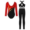 thumbnail image 2 of vastwit Girls Long Sleeve Color Block Ballet Dance Leotard with Vest Leggings Figure Skating Bodysuit Red 10, 2 of 7