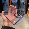 thumbnail image 1 of Funda para teléfono móvil Apple 15 con purpurina galvanizada, viene con película para lente, carcasa rígida transparente para iPhone 14, cubierta protectora a prueba de caídas, 1 of 1