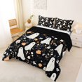 thumbnail image 2 of Homewish Halloween Floral Ghost Full Size Comforter Sets,Wild Autumn Flower Pattern Bedding Comforter Set,Black Cream Orange,Black Reversible,3-Piece,1 Comforter and 2 Pillowcases, 2 of 7