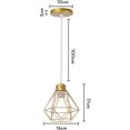 thumbnail image 5 of Lámpara colgante elegante de metal bañado en oro con forma de diamante, 16 cm de diámetro, para pasillos, escaleras y dormitorios, 5 of 5