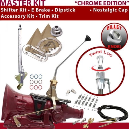 American Shifter 4L80E Shifter Kit Chrome 12 in. E Brake Cable Clamp Clevis Trim Kit Dipstick for F1005