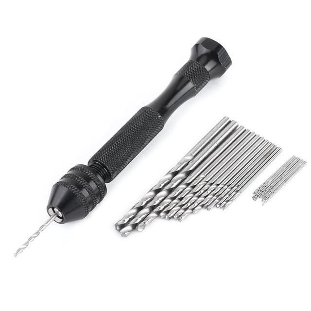 Juego de Taladro Manual con 25 Puntas Torcidas Ideal para Modelos y Pasatiempo Negro