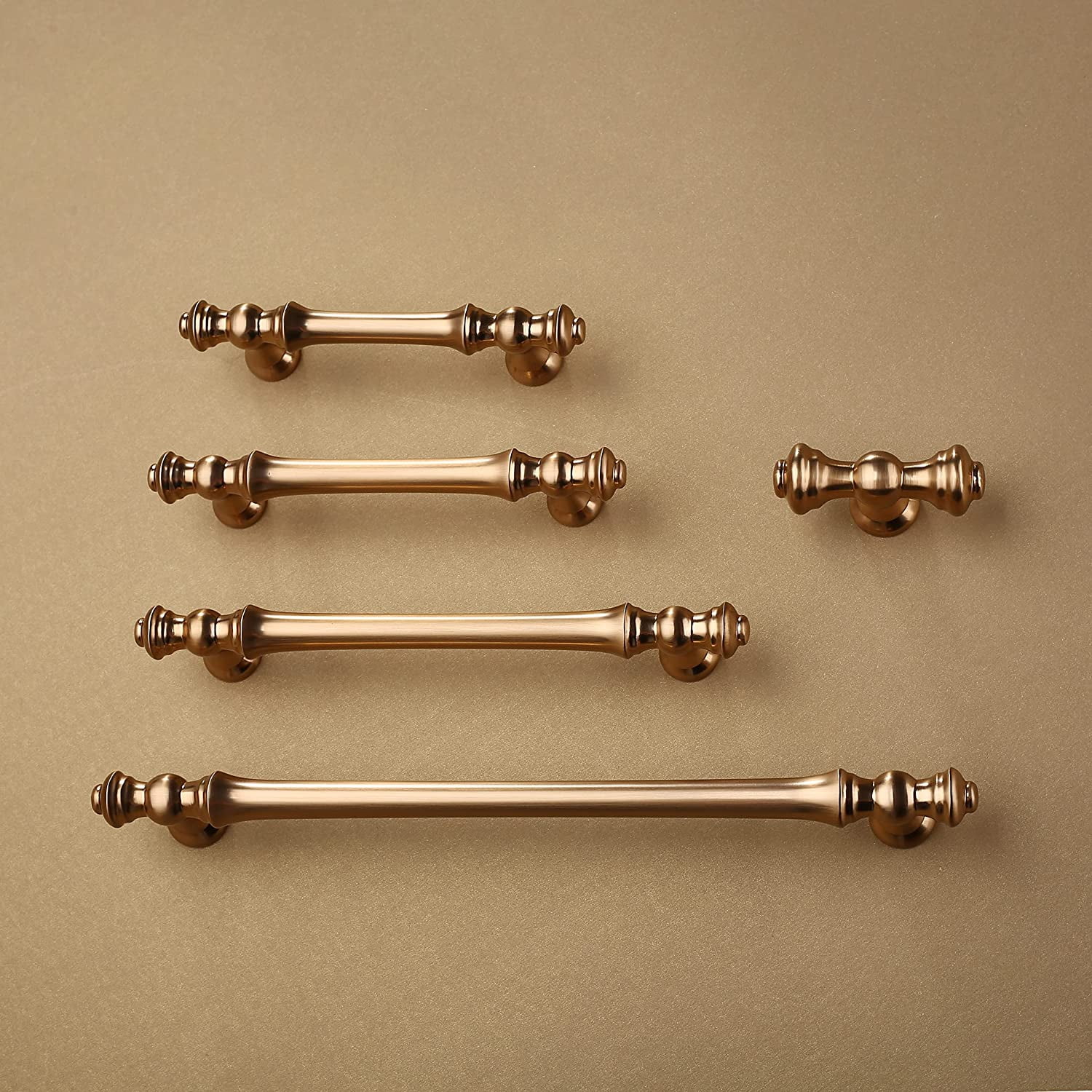 6 Pack Champagne  Kitchen Cabinet Knobs - Square Brushed Brass Dresser Knobs for Dresser Drawers