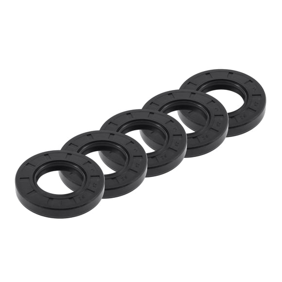Unique Bargains Sello de Aceite Universal TC Doble Labio con Resorte de Acero Anillo de Sello de Eje Rotativo 28x52x8mm Alta Presión Caucho NBR Negro 5pcs