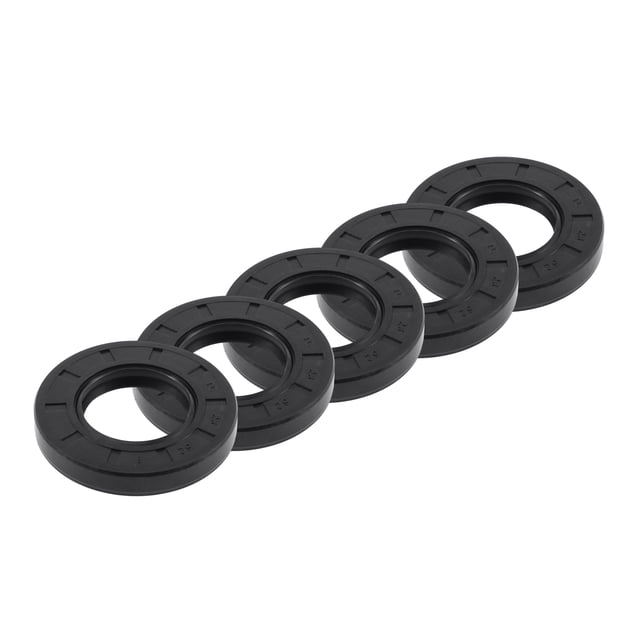 Unique Bargains Sello de Aceite Universal TC Doble Labio con Resorte de Acero Anillo de Sello de Eje Rotativo 28x52x8mm Alta Presión Caucho NBR Negro 5pcs