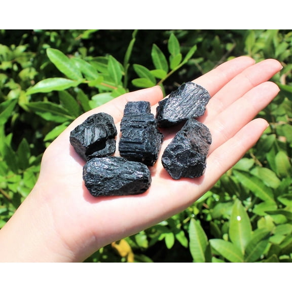 Rough Black Tourmaline Regular Grade 5 Pack MEDIUM Natural Raw Crystal (1-1.5")