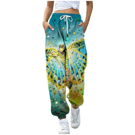 

QYZEU Black Scrub Pants Casual Pants Women Petite Womens Classic Sweatpants Elastic Drawstring High Waist Various Patterns Printed Super Soft Winter Workout Pants