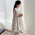 thumbnail image 4 of Nmnitkp Girl Dresses Summer Cute Print Sleeveless Round Necktie Pocket Children's Dress White,4 Years, 4 of 8