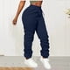 thumbnail image 2 of Amzcrzy Pantalones Cargo Mujer Color Liso Ligeros Senderismo Detalle Fruncido Cintura Elástica Cordón Cómodos Jogging Tallas S-2XL Azul, 2 of 7