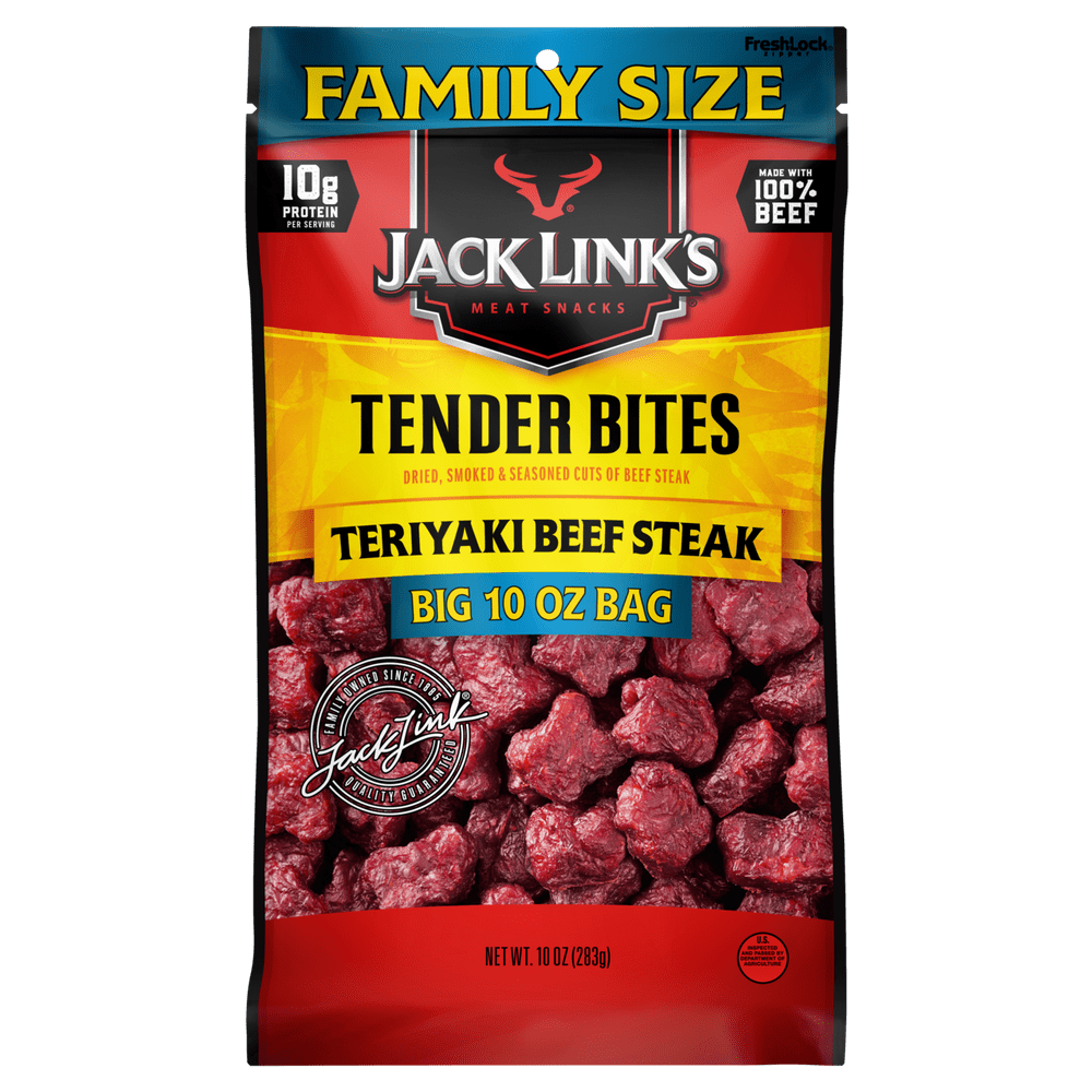 Jack Links Beef Tender Bites, Teriyaki Jerky. Meat Protein Snack, 10oz