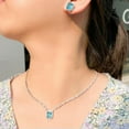 thumbnail image 3 of Square Cut Baguette CZ Round Light Blue Necklace Set for Women Banquet Jewelry, 3 of 7