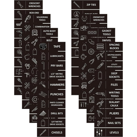 UTAH-80pcs Toolbox Organization Magnetic Labels, Large Toolbox Drawer Organizer Magnet Stickers, Accessories for All Metal Tool Box Chest Cabinet Easy to Read (Black)