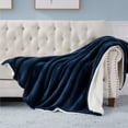 thumbnail image 5 of Plaid Couverture en Polaire Canape, Bleu Marine Jeté 150CMx200CM, 5 of 5