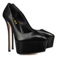 thumbnail image 5 of FSJ Women Closed Almond Toe Slip on Pumps Glossy Platform Stiletto High Heels Night Club Party Dress Daily Shoes Size 13 Black, 5 of 5