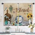 thumbnail image 2 of Farmhouse Rustic Kitchen Curtains 27.5W x 39L Inch Country Vintage Hummingbird Sunflower Blessed Rod Pocket Short Cafe Tier Small Window Treatment Drapes Decor 2 Panels, 2 of 6